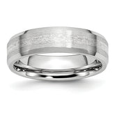 Chisel Cobalt Sterling Silver Inlay Satin and Polished 6mm Beveled Edge Band